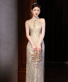 Aslinhanfu New Chinese style (新中式), sequins long Cheongsam