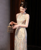Aslinhanfu New Chinese style (新中式), sequins long Cheongsam