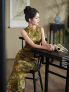 Aslinhanfu New Chinese style (新中式), floral pattern midi Cheongsam