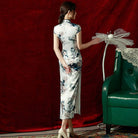 Aslinhanfu Floral pattern silk long Cheongsam