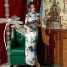 Aslinhanfu Floral pattern silk long Cheongsam