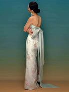 Aslinhanfu qipao  New Chinese style (新中式), high-end,  tube top long Cheongsam