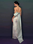 Aslinhanfu qipao  New Chinese style (新中式), high-end,  tube top long Cheongsam