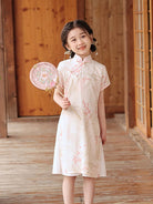 Aslinhafnu qipao Parent-child outfit, floral pattern midi Cheongsam