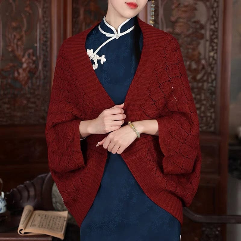 Aslinhanfu Qipao-Fall colleciton, knitting Qipao Shawl