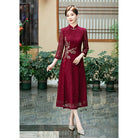 Aslinhanfu-HY Floral pattern, mid-length, lace midi Cheongsam