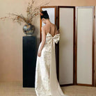 Aslinhanfu Tube top, high-end, white floor-length Cheongsam