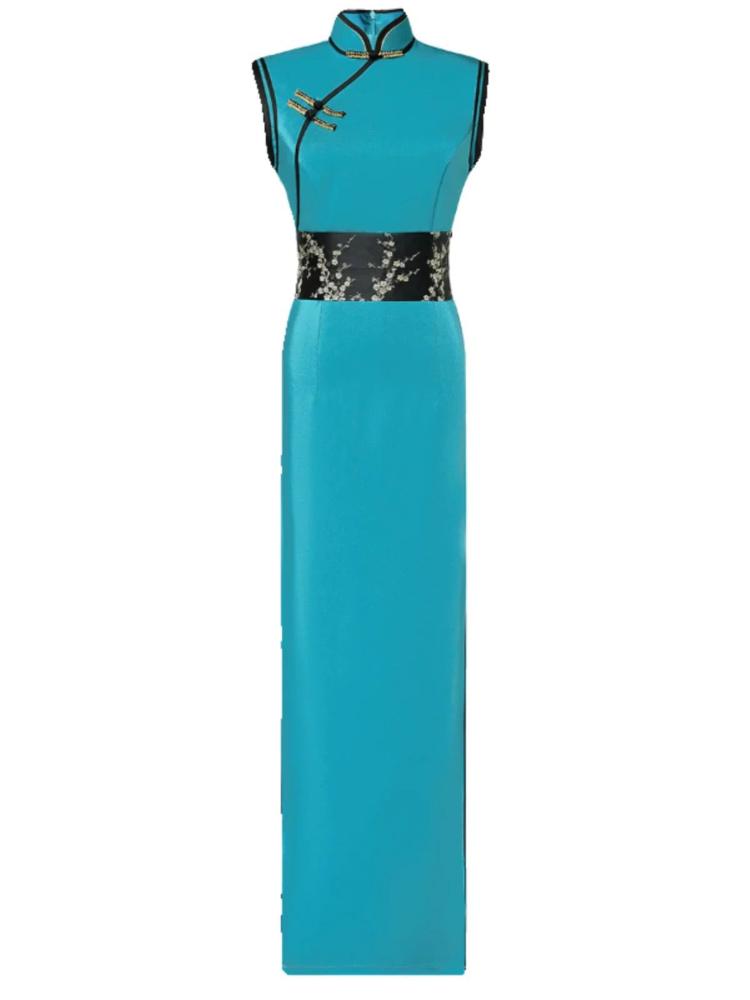 Aslinhanfu Sleeveless, long plus size Cheongsam for mothers