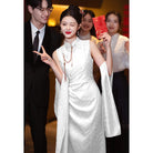 New Chinese style (新中式), jacquard red midi Cheongsam