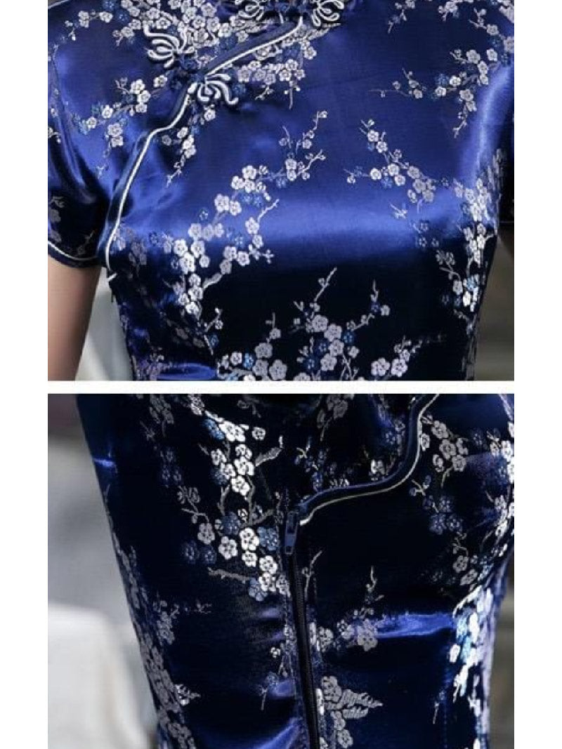 Plus size Qipao collection, plum blossom, brocade fabric long Qipao
