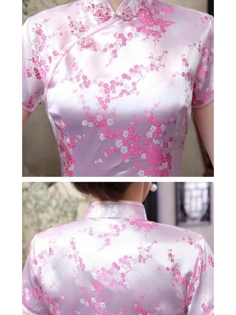 Plus size Qipao collection, plum blossom, brocade fabric long Qipao