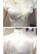 Plus size Qipao collection, plum blossom, brocade fabric long Qipao