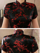 Plus size Qipao collection, plum blossom, brocade fabric long Qipao