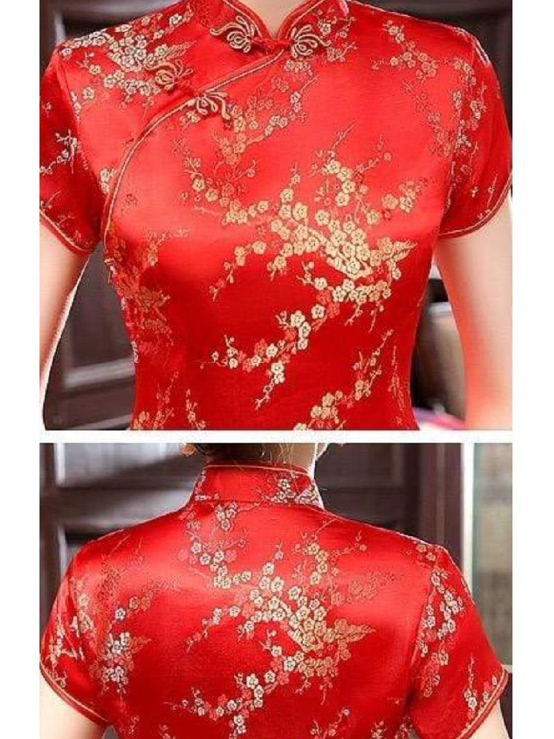 Plus size Qipao collection, plum blossom, brocade fabric long Qipao