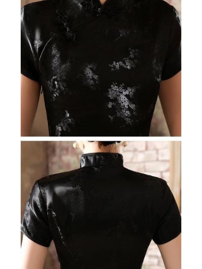 Plus size Qipao collection, plum blossom, brocade fabric long Qipao