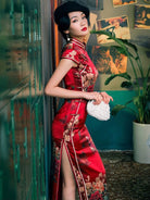 Aslin hanfu Qipao-WXG 19 mome mulberry silk, floral pattern, High-end long Qipao