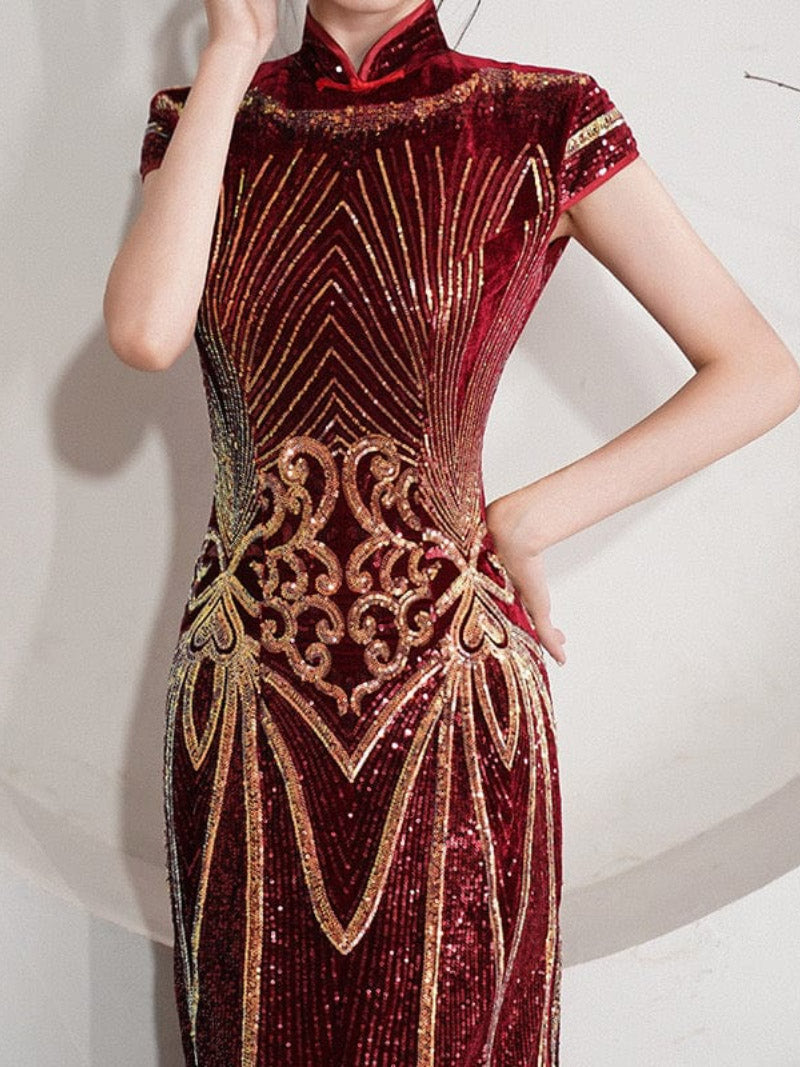 Aslin hanfu Qipao-XYG Sequins Chinese prom dress, Sequins Chinese evening Qipao