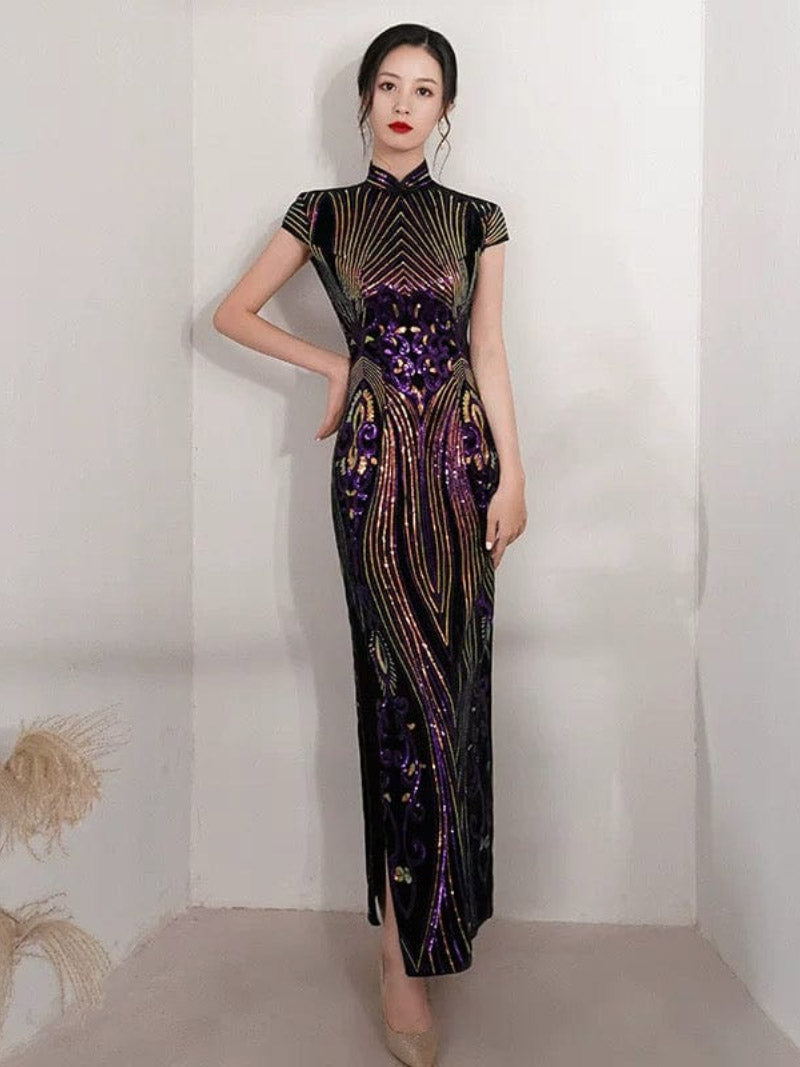 Aslin hanfu Qipao-XYG Sequins Chinese prom dress, Sequins Chinese evening Qipao