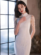 Aslinhanfu Qipao - YR Modern style, sleeveless wedding midi Qipao