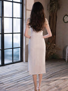 Aslinhanfu Qipao - YR Modern style, sleeveless wedding midi Qipao