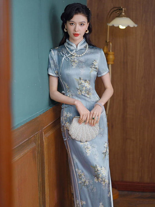 19 mome mulberry silk, high-end long Cheongsam