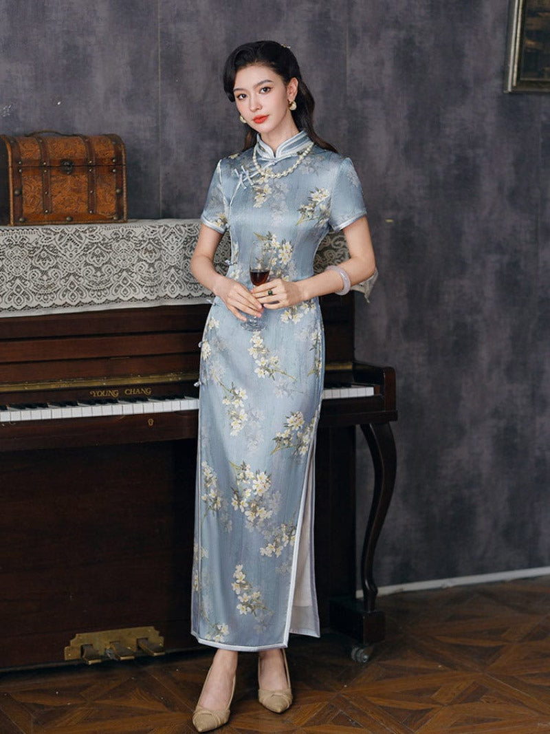 19 mome mulberry silk, high-end long Cheongsam