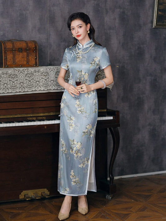 19 mome mulberry silk, high-end long Cheongsam