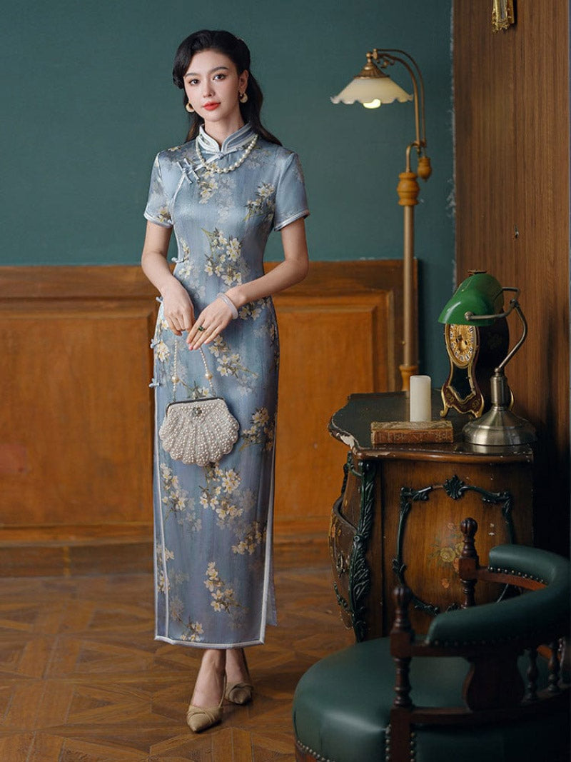 19 mome mulberry silk, high-end long Cheongsam