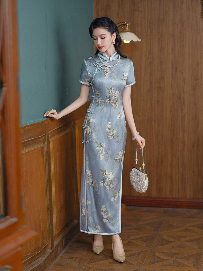 19 mome mulberry silk, high-end long Cheongsam