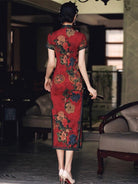 Aslinhanfu Qipao- GSJ Classic Chinese style, floral pattern, silk long Qipao