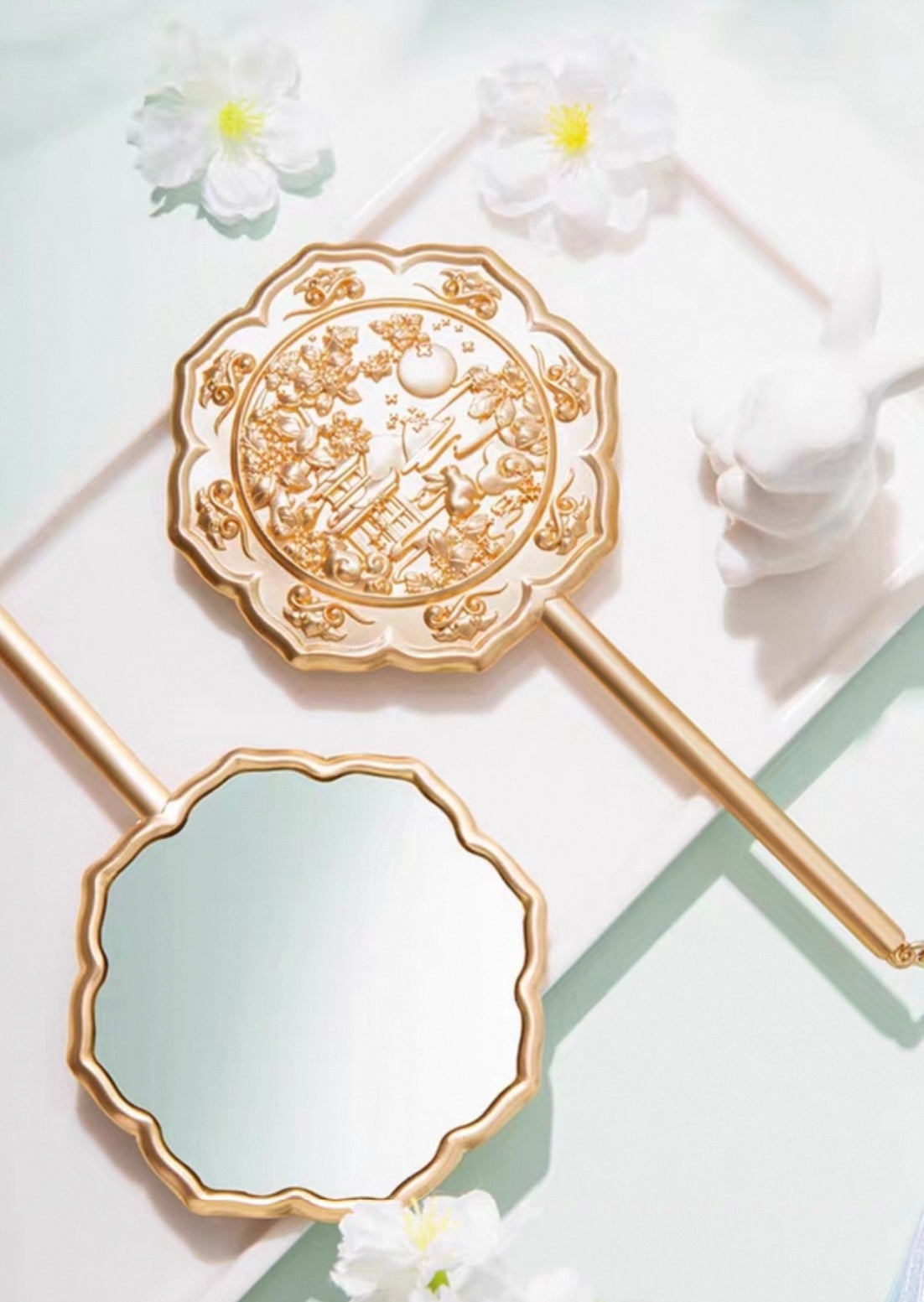 Jade Rabbit Moon Palace Chinese Hand Mirror