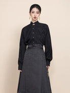 Black Button Up Shirt Women Fashion Hanfu Top