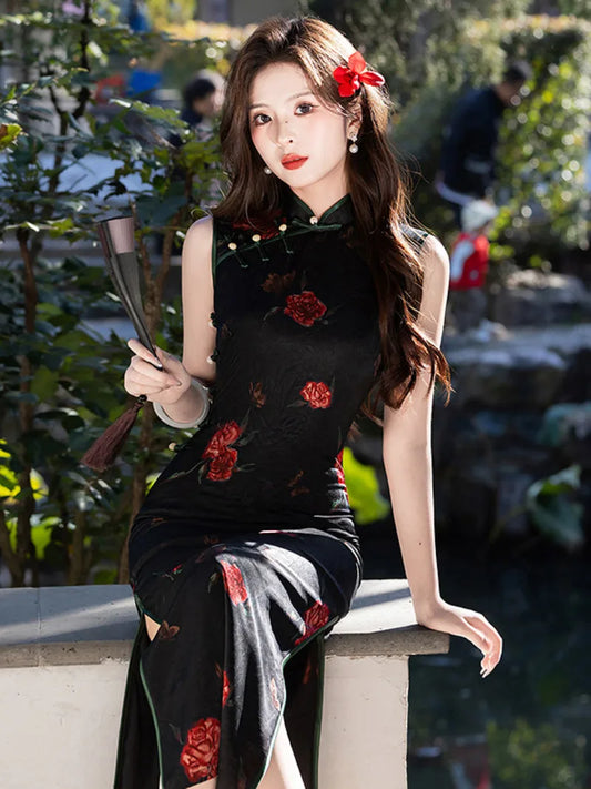 Black Cheongsam Dress – Slim Fit Summer 2026 New Style