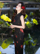 Black Cheongsam Dress 2026 summer slim fit design with soft breathable milk silk