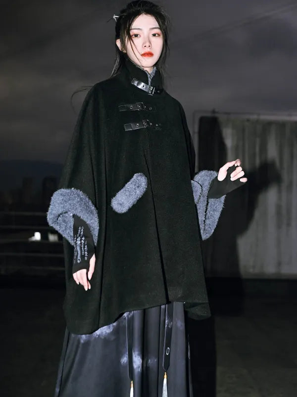 Black Coats For Women Chinese Style Cloak