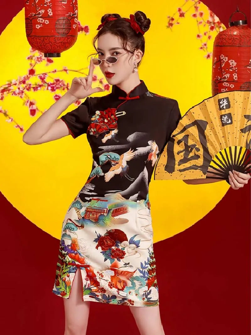 black qipao dress Mini Qipao, Velvet dress, short Cheongsam, Chinese S / Black Elevate your elegance with our Black Qipao Black Qipao Archives - Weqipao