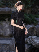 Black Qipao Dress with modern Chinese style and slim fit design