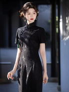 Black Qipao Dress with modern Chinese style and slim fit design
