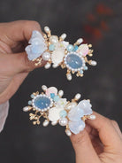 Blue Flower Hair Clip & Earring Set
