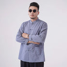 Plus-Size Cotton Linen Tang Suit Shirt
