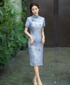 Blue Porcelain-Inspired Qipao Dress
