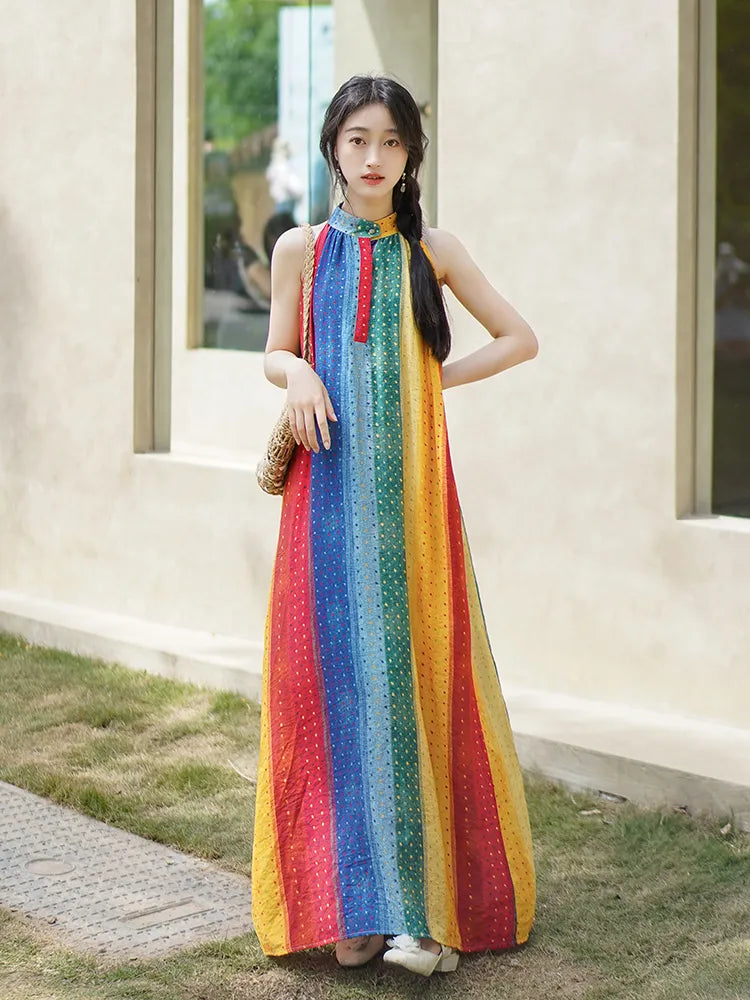 Casual Rainbow Dress Daily Hanfu Dress