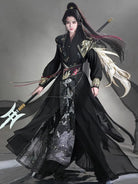Hanfu Clothing Male | Black Gold Xuanniao Cloak Set
