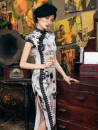 Natural silk, Chinese ink painting, High-end long Qipao