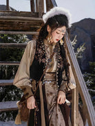 Chinese Modern Hanfu embroidered Tang-style blouse with flowing skirt 