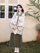 Chinese Modern Hanfu Bamboo Print Blouse and Skirt