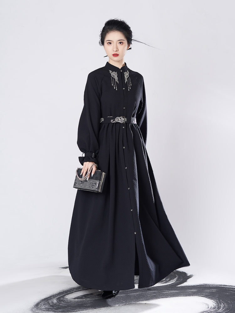 Chinese Modern Hanfu Black National Style Dress