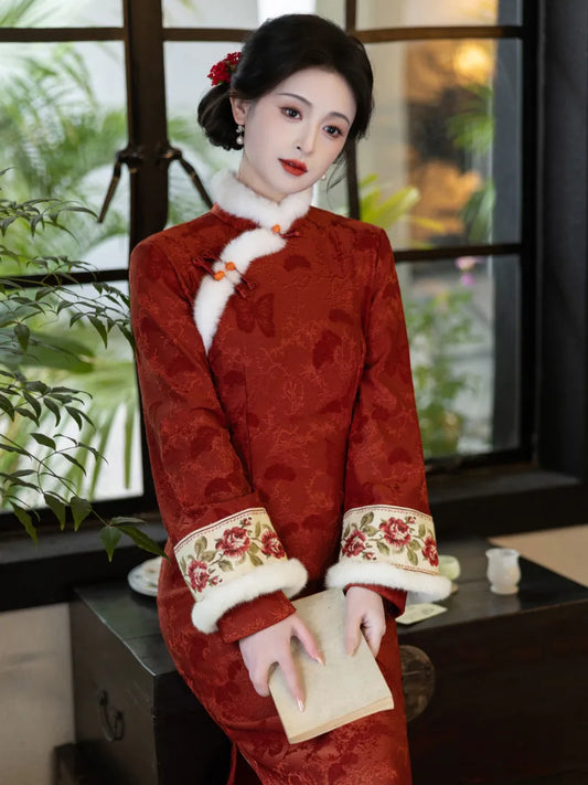 Chinese New Year Qipao for Women | Graceful Winter Dress