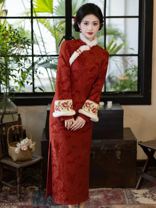 Chinese New Year Qipao for Women | Graceful Winter Dress