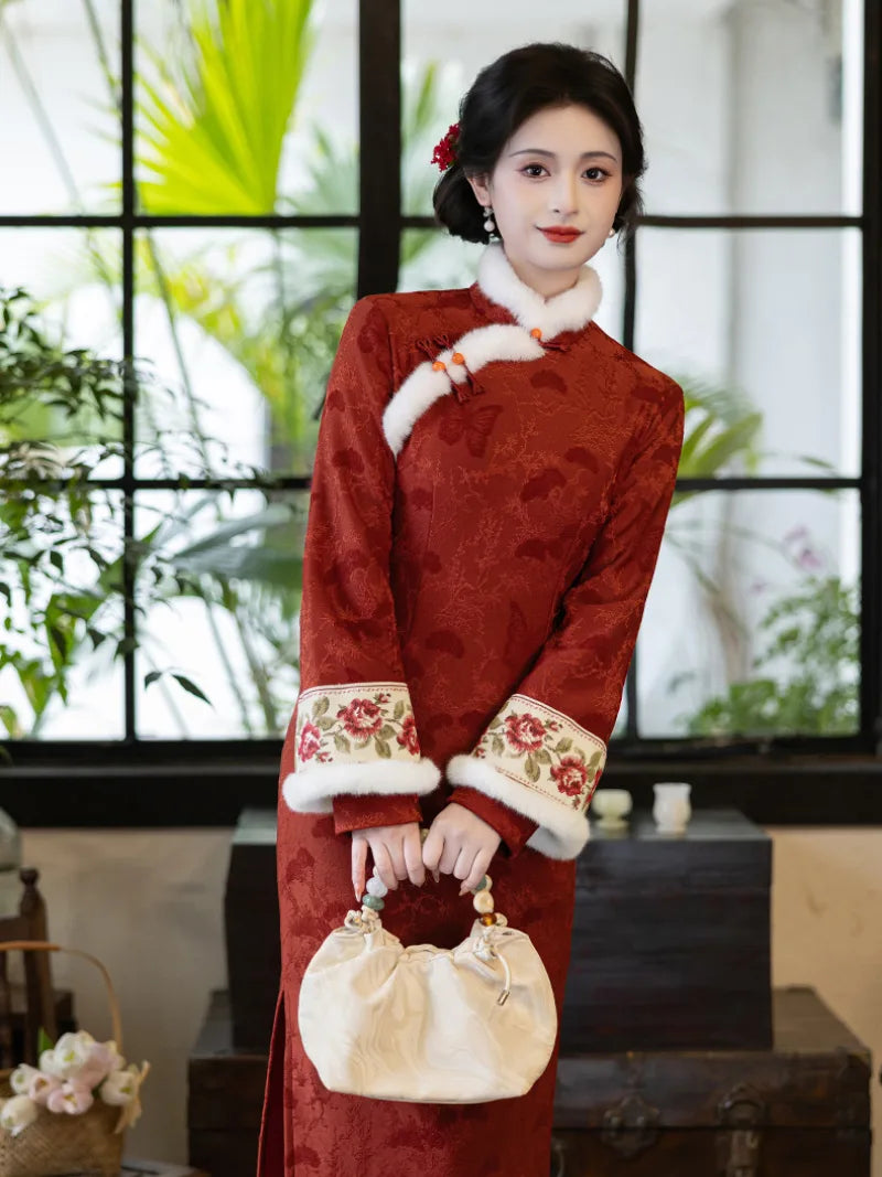 Chinese New Year Qipao for Women | Graceful Winter Dress